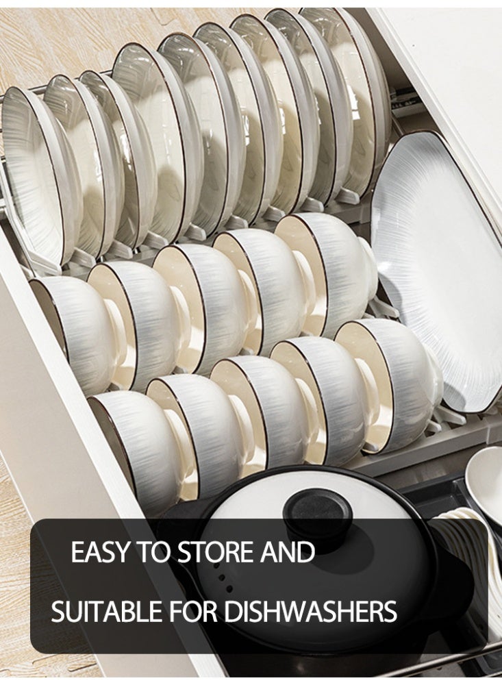 WOLFATION FOR YOU 18 Piece Dinnerware Set – Service for 4, Minimalist European Style Ceramic Dishes Set, 4 x 4.5″ Bowls + 4 Soup Spoons + 5 x 7″ Plates + 5 x 8″ Plates, Smooth Glaze Easy Clean, Dishwasher Safe, White Dinner Set for Home Kitchen - Image 3