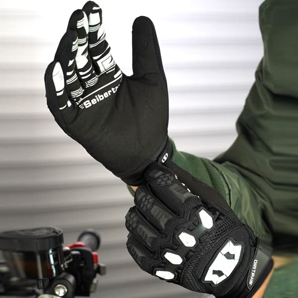 Seibertron Youth Dirtpaw Unisex MX ATV MTB Racing Gloves - Full Finger Touchscreen Glove for Bicycle Cycling Mountain Biking Motorcycle and Motocross Black M - Image 5