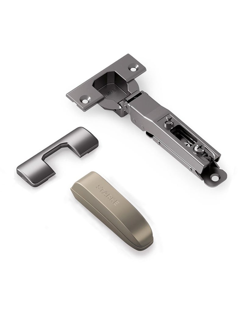 STARKE Pack of 1 Full Overlay Soft Close Cabinet Wingless Hinge -Black Electroplated, 95 Degree Opening Angle, 16-25mm Application, Strong Hydraulic System - Gold Protective Cover & Screws included  - Image 1