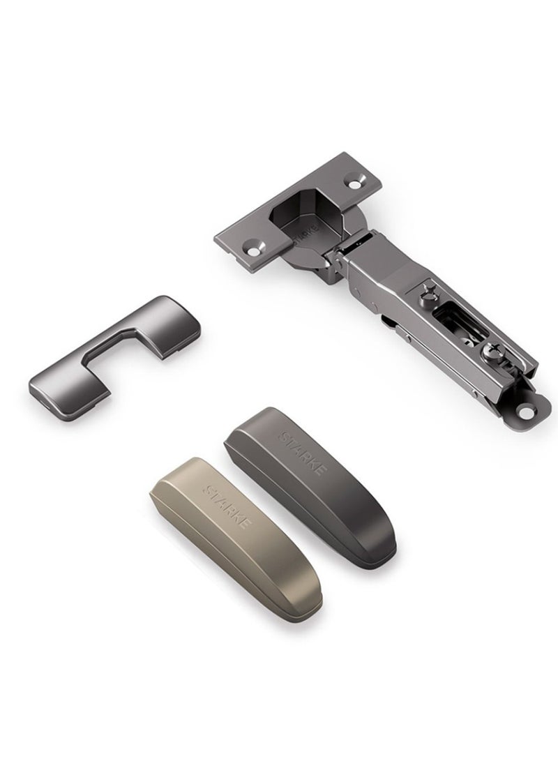 STARKE Pack of 1 Full Overlay Soft Close Cabinet Wingless Hinge -Black Electroplated, 95 Degree Opening Angle, 16-25mm Application, Strong Hydraulic System - Gold Protective Cover & Screws included  - Image 2