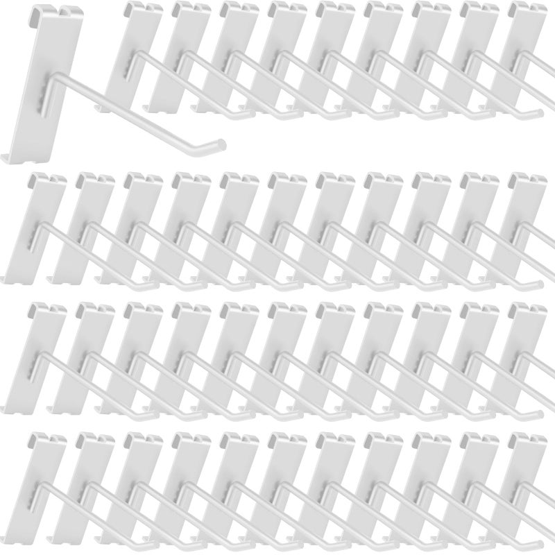 Waltool 20Pcs Gridwall Hooks, Metal Grid Panel Hanging Peg Hooks, Grid Wall Accessory For Clothes Storage, Home Organization, Retail Display (White, 4""/10Cm) - Image 1