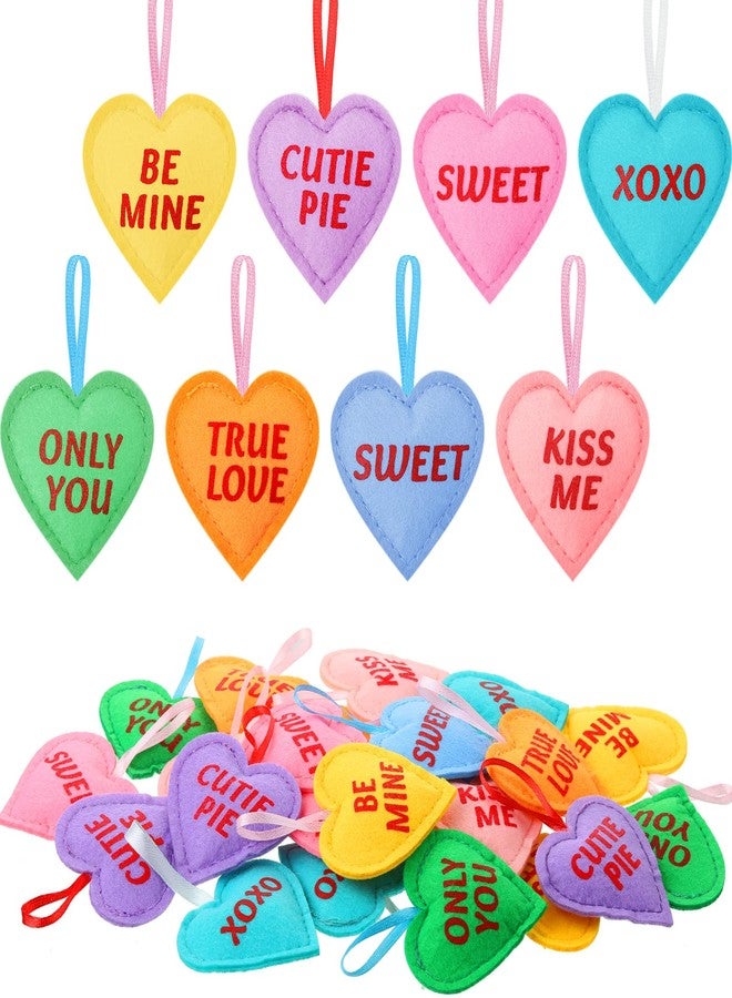 Oudain 24 Pieces Valentines Felt Heart Ornaments Valentine's Day Felt Hearts Decor Colorful Hanging Valentines Day Tree Decor Heart Shaped Baubles for Wedding Party Decoration DIY Crafts - Image 1