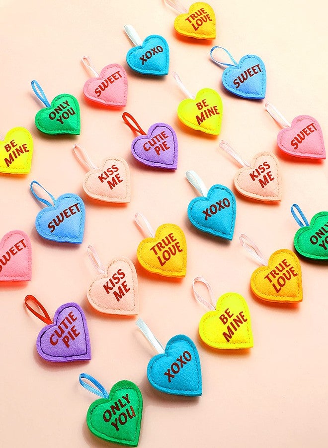 Oudain 24 Pieces Valentines Felt Heart Ornaments Valentine's Day Felt Hearts Decor Colorful Hanging Valentines Day Tree Decor Heart Shaped Baubles for Wedding Party Decoration DIY Crafts - Image 4