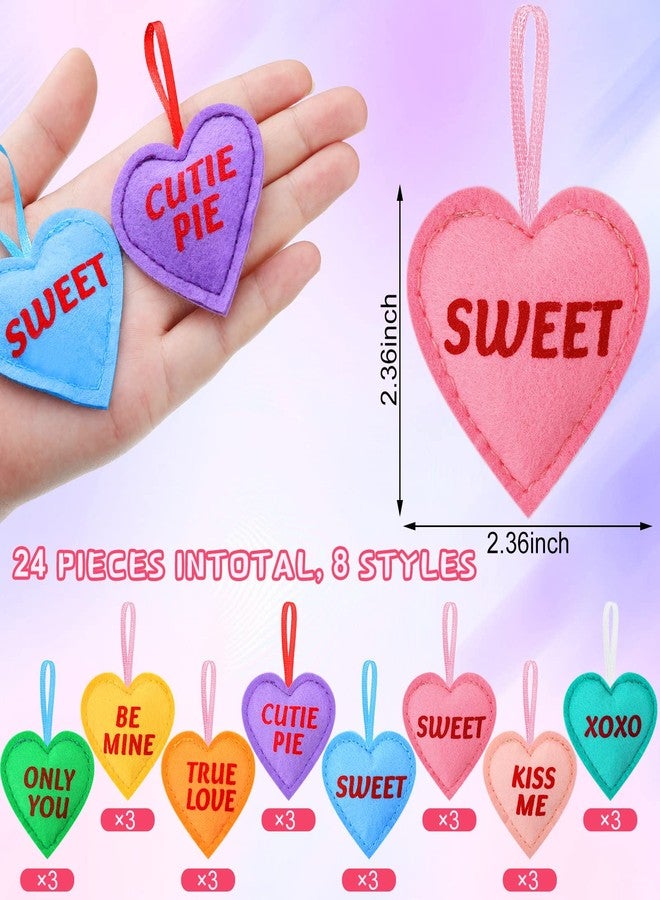 Oudain 24 Pieces Valentines Felt Heart Ornaments Valentine's Day Felt Hearts Decor Colorful Hanging Valentines Day Tree Decor Heart Shaped Baubles for Wedding Party Decoration DIY Crafts - Image 2