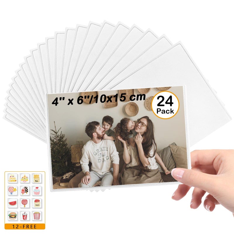 Mingting 24 PCS Magnetic Picture Frames for Refrigerator 4x6  Reusable Magnets Fridge Photo Sleeves for Refrigerator  Locker  Office Cabinet with Free 12 Pcs Removable Food Fridge Magnet - Image 1