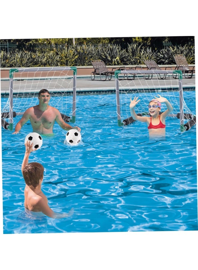 Water Football Set Cooling Floating Pool Soccer Includes 2 Pool Goals, 2 Balls and 1 Pump  - Image 2