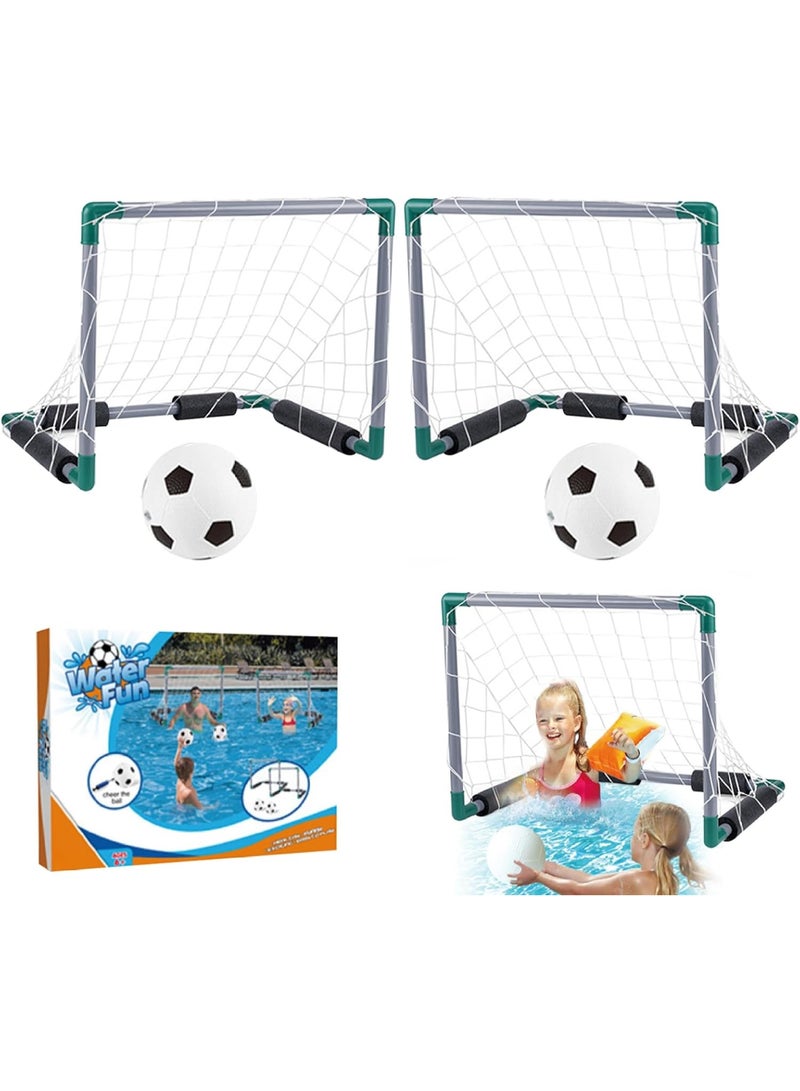 Water Football Set Cooling Floating Pool Soccer Includes 2 Pool Goals, 2 Balls and 1 Pump  - Image 1