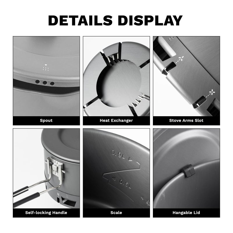 Fire-Maple Petrel Ramen Pot- High Efficiency 800ml Aluminum Camping and Backpacking Pot with Heat-Proof Handle, Portable Compact and Versatility. - Image 5