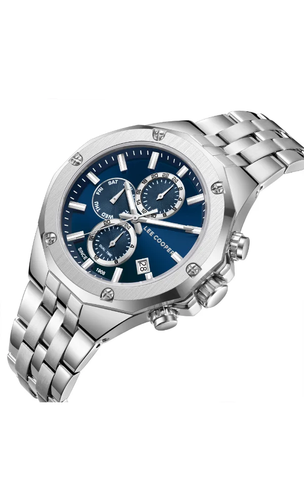 Lee Cooper Men's Multi Function Display Watch With Silver Metal Strap - LC08104.390