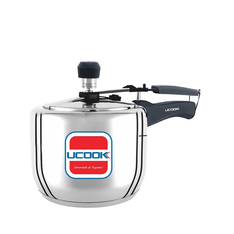Ucook Steeltuff Stainless Steel Innerlid Induction Base Pressure Cooker, 3 Litre, Silver - Image 1