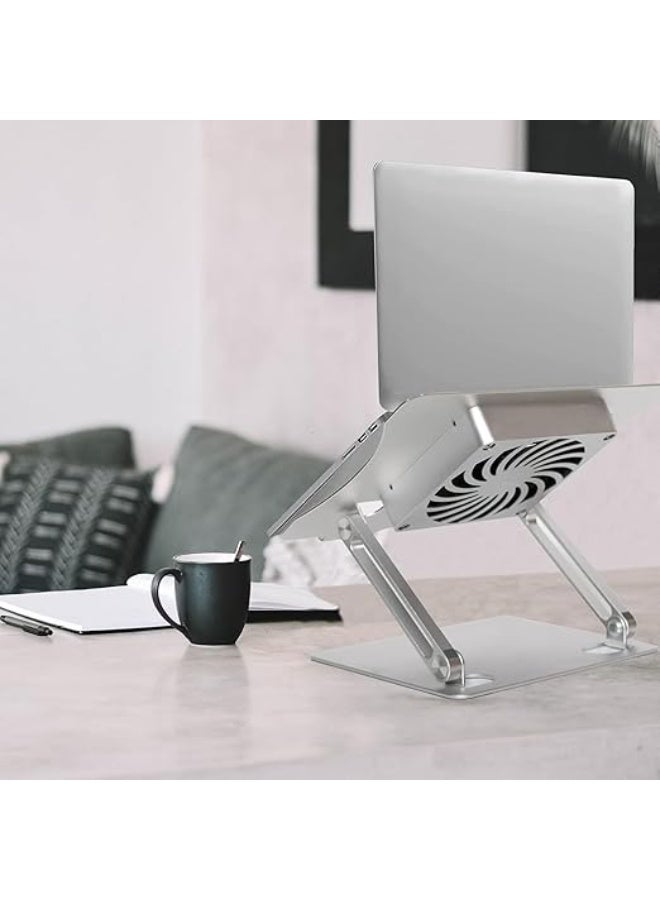 Adjustable Laptop Stand with Silent Cooling Fan – Aluminum Ergonomic Desk Holder – Compatible with MacBook, Gaming Laptops, and Notebooks 10–17 Inch - Image 4