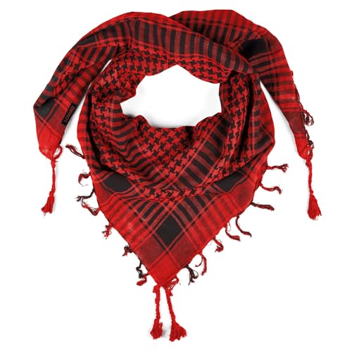 LOVARZI Shemagh Desert Scarf for Men Women Red Cotton - Palestinian Arabic Keffiyeh - Christmas Red Gift Scarfs - Face Head Neck Scarf Wrap for Sand Dust Snow - Image 1