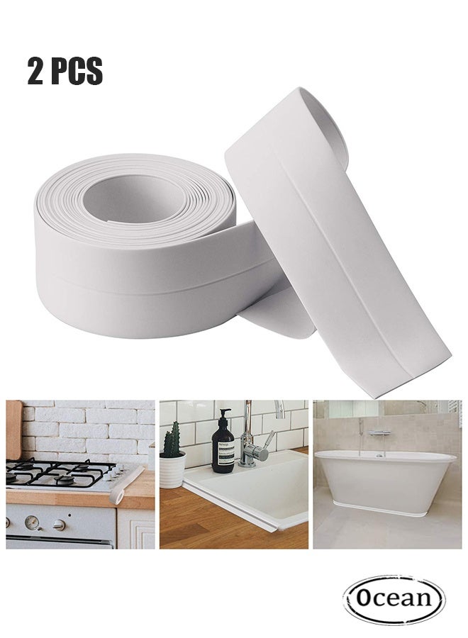 2 PCS Caulk Tape Sealant Strip for Bath and Kitchen, Waterproof and Mildewproof Sealant Tape, Wall Sealing Tape Caulk Sealer, Caulk Strip, Shower Tile Sealer, Whie - Image 1