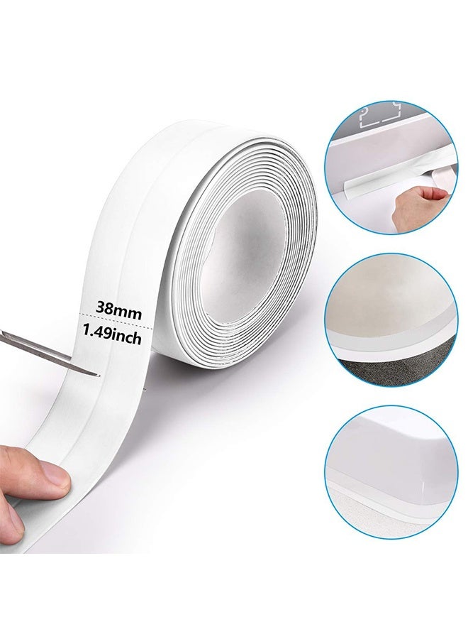 2 PCS Caulk Tape Sealant Strip for Bath and Kitchen, Waterproof and Mildewproof Sealant Tape, Wall Sealing Tape Caulk Sealer, Caulk Strip, Shower Tile Sealer, Whie - Image 2