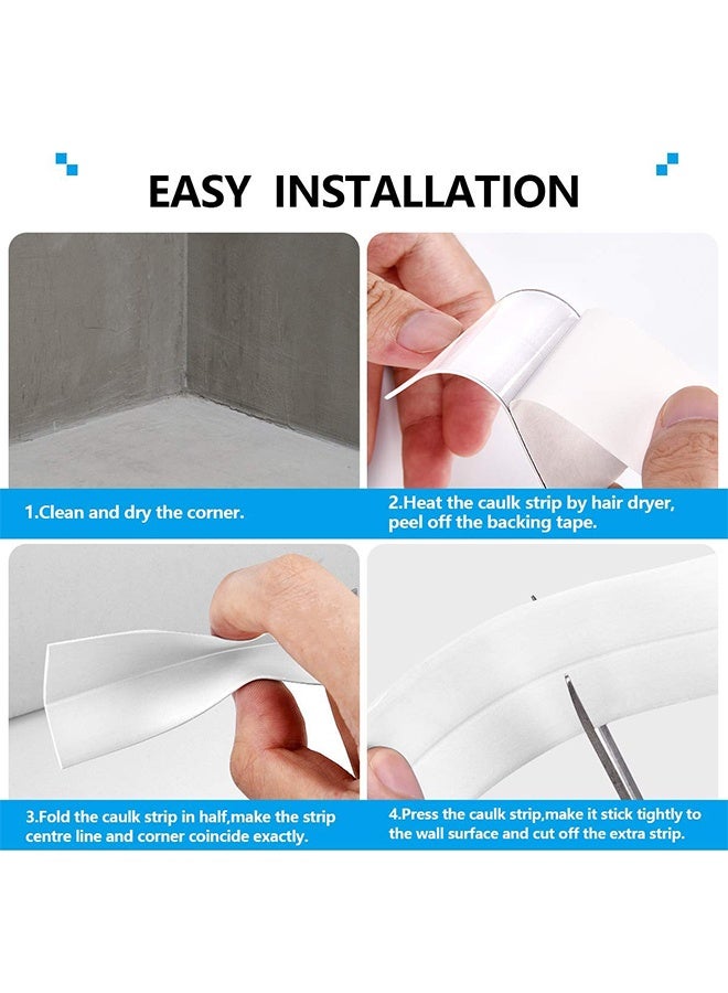 2 PCS Caulk Tape Sealant Strip for Bath and Kitchen, Waterproof and Mildewproof Sealant Tape, Wall Sealing Tape Caulk Sealer, Caulk Strip, Shower Tile Sealer, Whie - Image 3