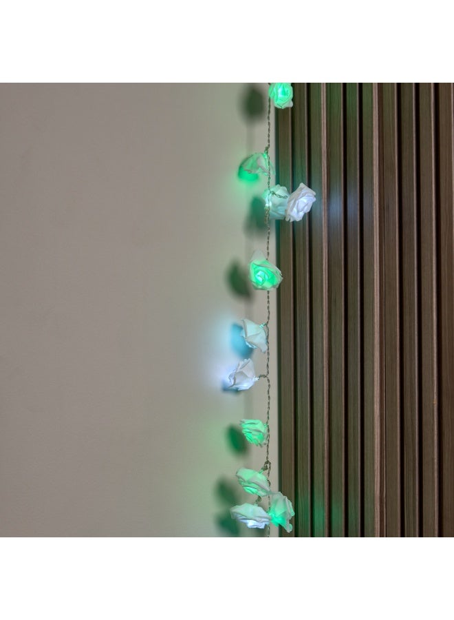 NAGAFA SHOP White Rose LED Garland with Green Lights – 20 USB Bulbs for Home & Events2 M - Image 2