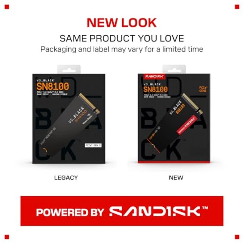 WD_BLACK SN8100 PCIe 5.0x4 NVMe M.2 SSD، سرعة قراءة تصل إلى 14,900 ميجابايت/ثانية، سرعة كتابة تصل إلى 11,000 ميجابايت/ثانية، الجيل التالي من TLC 3D NAND - Image 3