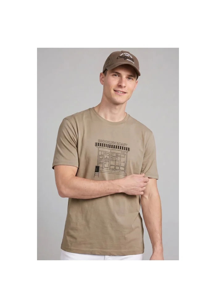 أر أند بي Printed T-Shirt with Crew Neck and Short Sleeves