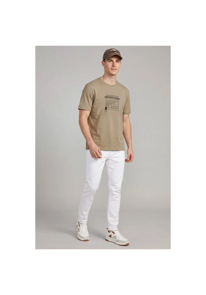أر أند بي Printed T-Shirt with Crew Neck and Short Sleeves