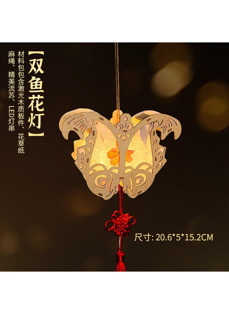 Arabest Vintage Floral Paper Lantern DIY Kit Lotus Lantern (sending pole + lamp string + tassel)  - Image 3