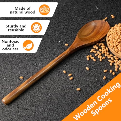 HAKSEN 2PCS Wooden Cooking Spoons, Wooden Kitchen Utensil Large Wood Spoon for Cooking Serving Mixing - Image 3