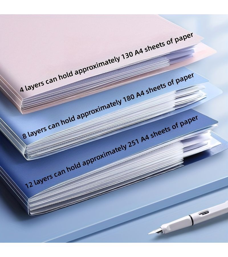 A4 Laminated Accordion Folder 12 Layers Large Capacity Data Booklet For Papers Students Office - Image 4