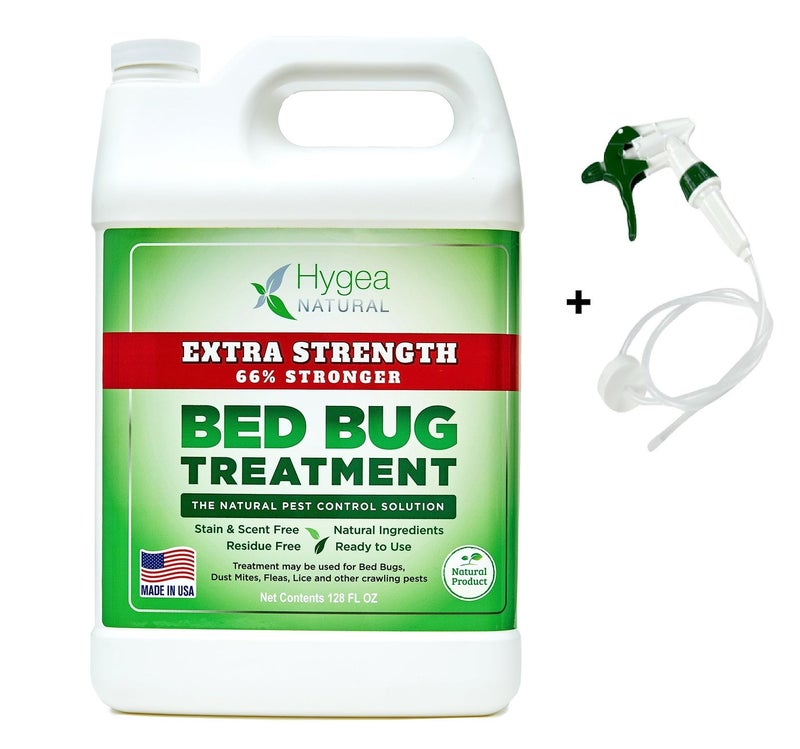 Hygea Natural Extra Strength Bed Bug & Mite Spray- Child & Pet friendly - Stain & Odor Free - 66% Stronger Natural Formula (128 oz)