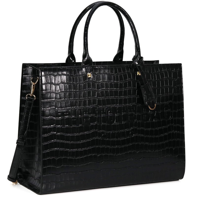 Chinllo Tote Bag for Women Top Handle Satchel Purse and Handbags with Shoulder Strap (D.Black-Mc) - Image 1