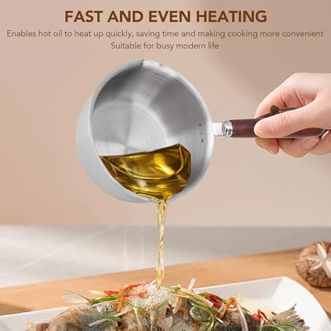 rayihni Stainless Steel Mini Soup Pot With Wooden Handle 4Pcs Pour Oil Small Pot For Kitchen Cooking Breakfast Pot Milk Pan Small Saucepan For Making Sauces Reheating Soup Heating Milk - Image 5