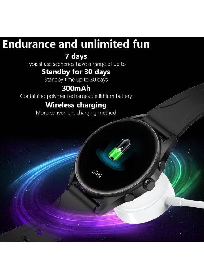 ساعة ذكية نسائية بشاشة Super AMOLED دائرية مقاس 1.3 بوصة، اتصال بلوتوث للمكالمات، مراقبة معدل ضربات القلب والنوم، متتبع لياقة بدنية مقاوم للماء، إشعارات ذكية، سواران قابلان للتبديل، بطارية طويلة العمر، روز جولد/وردي - Image 2