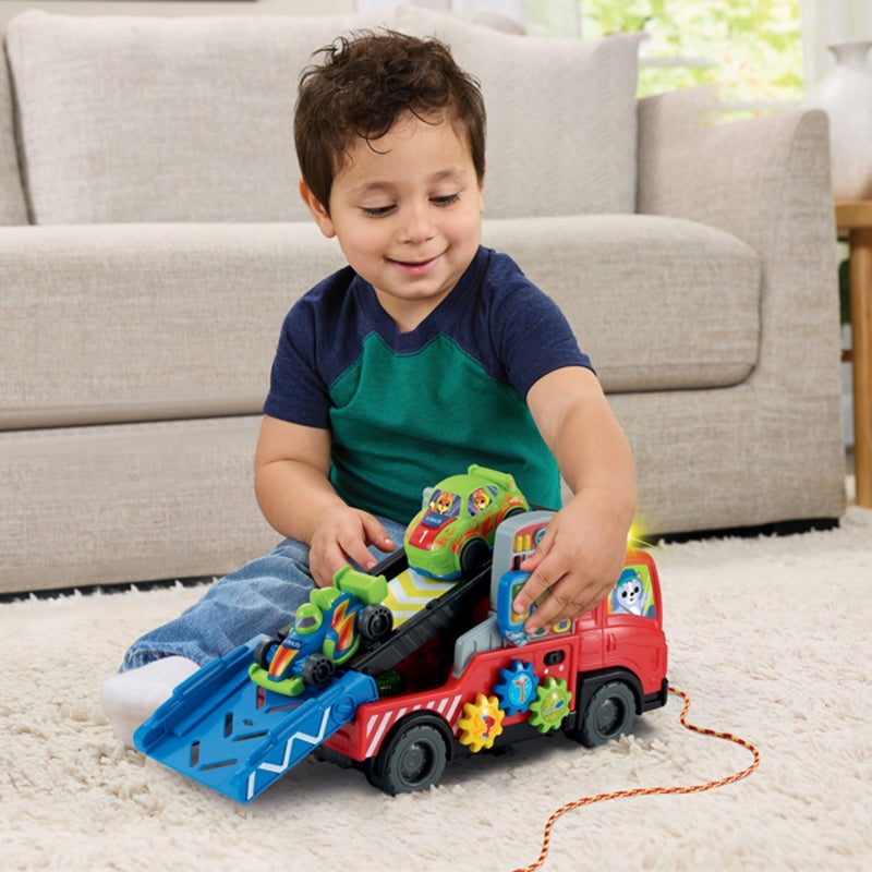 Vtech 3-in-1 Musical Car Carrier Truck Toy with Repair Center, Pull-Along Cord & 2 Race Cars for Toddlers (12–36 Months) - Image 4
