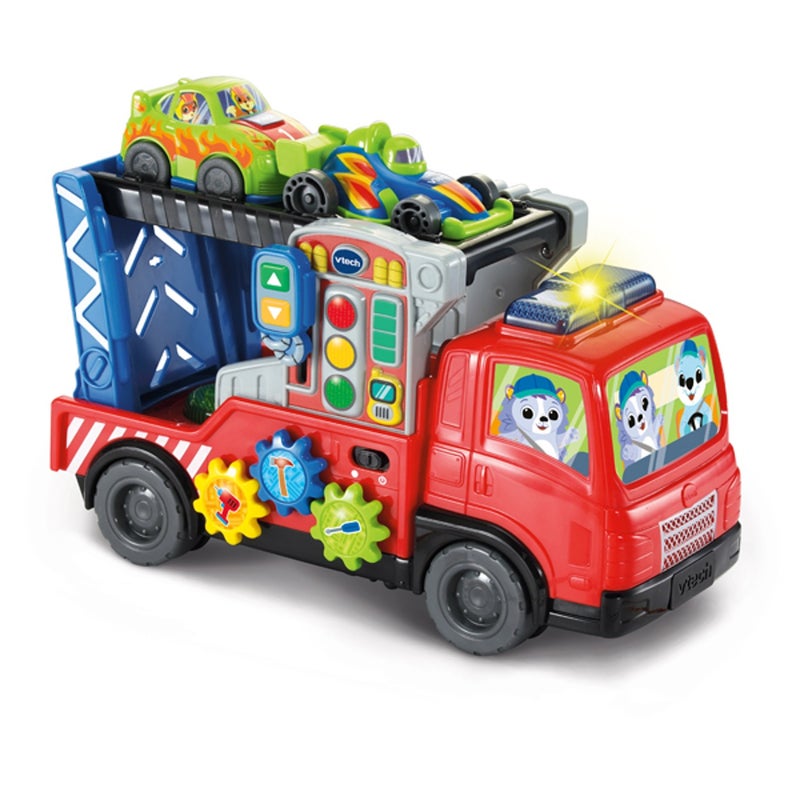 Vtech 3-in-1 Musical Car Carrier Truck Toy with Repair Center, Pull-Along Cord & 2 Race Cars for Toddlers (12–36 Months) - Image 1