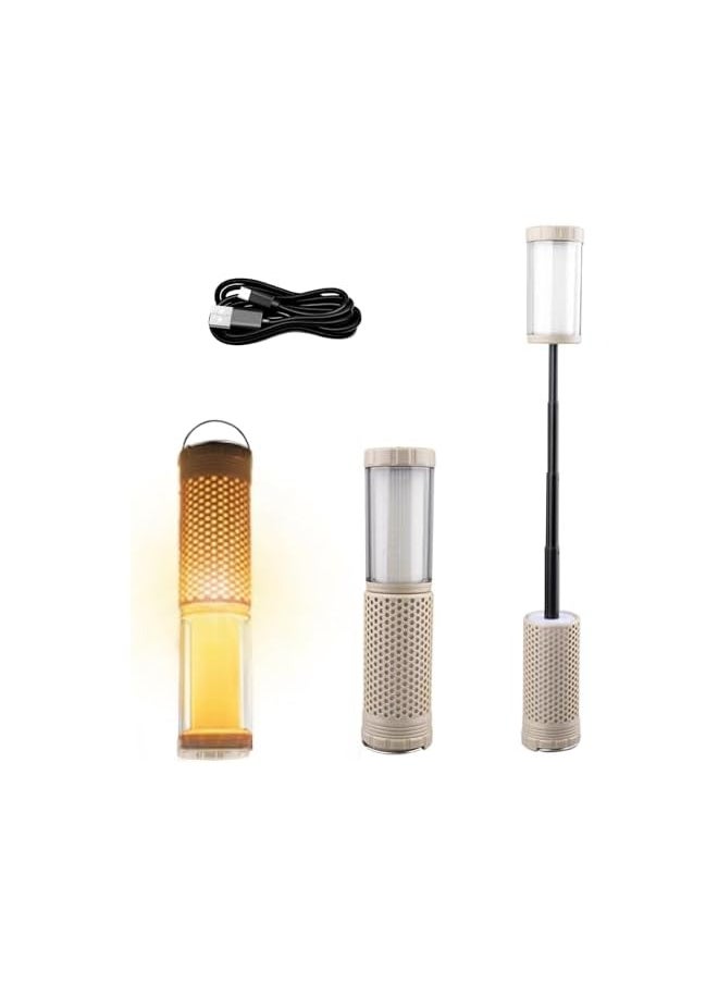 erorex Telescopic Camping Lantern Portable LED Light Telescopic , Magnetic Base- Rechargeable Cordless Camping Light Tent Lamp, Outdoor Work Lighting for Hiking, Camping, Home Emergency (Beige)  - Image 1