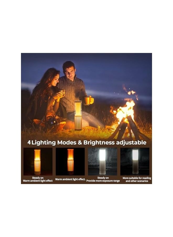 erorex Telescopic Camping Lantern Portable LED Light Telescopic , Magnetic Base- Rechargeable Cordless Camping Light Tent Lamp, Outdoor Work Lighting for Hiking, Camping, Home Emergency (Beige)  - Image 2