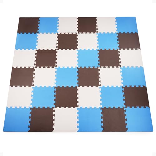 BalanceFrom 36Pack 12x12 Inches EVA Interlocking Foam Play Tile Mat BlueBrownBeige 04Inch Thick NonSlip Puzzle Flooring for 36 Square Feet in Playroom Nursery or Playpen at Home - Image 1