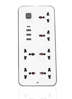 Panvil 6 Power Movable Socket Extension 3 USB Port 1 C Type with Child Protection | 2 Meter | Home and Office Use | High Quality | Easy to Carry | 10A | 220V | 2500W (White)  - Image 1