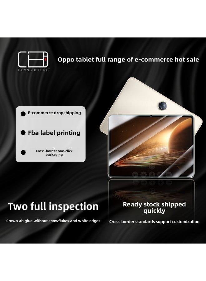 Applicable To OPPO Pad 3 Tempered Film Pad4 Pro One Plus One Plus HD Air 2 Flat Protective Film-Color:High-definition Curved Edge Tempered Film Kraft Paper Two Pieces-Dimensions:OPPO Pad Air2 【11.4 - Image 1