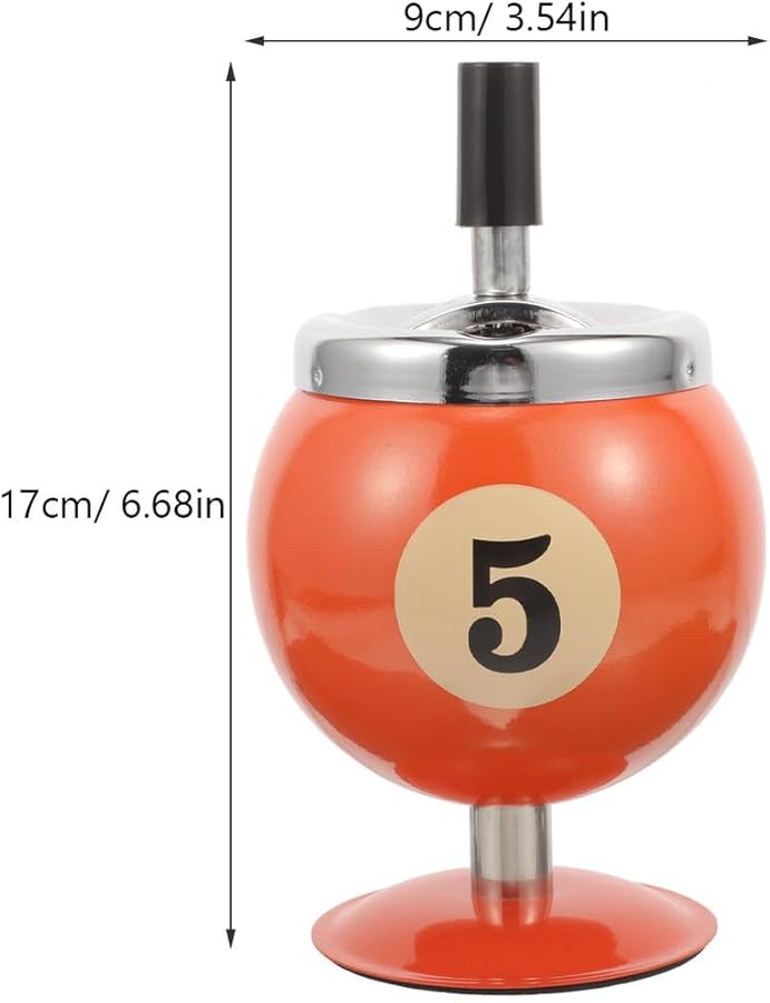 Metal Automatic Extinguishing Ashtray Windproof Billiard Shaped for Home Office Bar - Image 3
