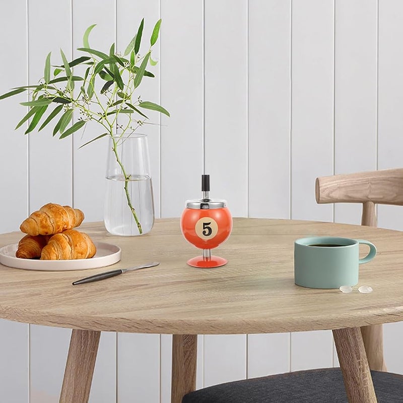 Metal Automatic Extinguishing Ashtray Windproof Billiard Shaped for Home Office Bar - Image 5