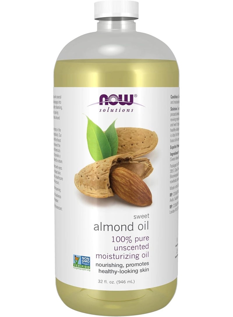 NOW Solutions, Sweet Almond Oil, 100% Pure Moisturizing Oil, Promotes Healthy-Looking Skin, Unscented Oil, 32-Ounce - Image 1