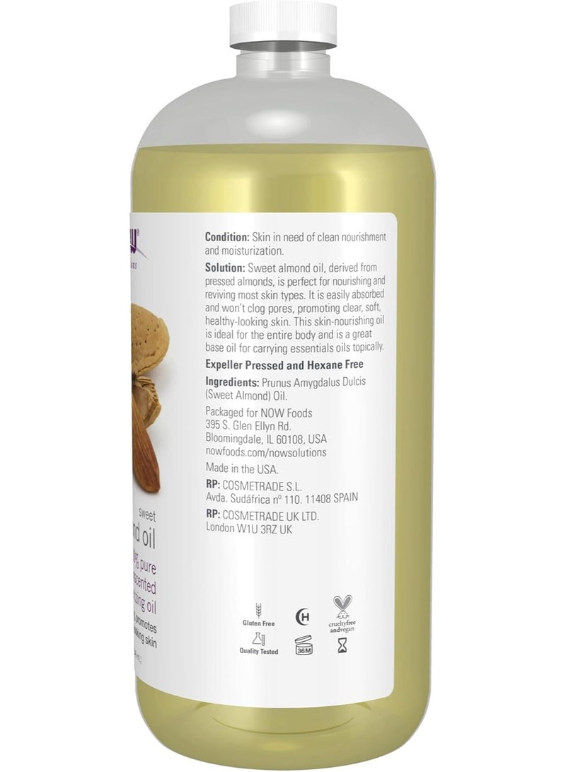 NOW Solutions, Sweet Almond Oil, 100% Pure Moisturizing Oil, Promotes Healthy-Looking Skin, Unscented Oil, 32-Ounce - Image 4