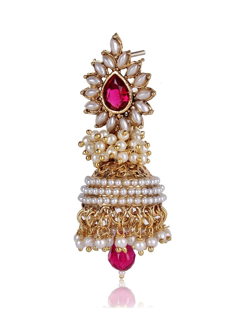 Shining Diva White Pearl Stylish Fancy Traditional Jhumki For Women - Image 2
