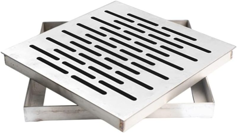 Outdoor Drain Cover 20x20x2cm Durable Stainless Steel Construction - Anti-slip Safety Square Drain Grate for Outdoor Patio Yard Garden Landscape Drainage - Image 1