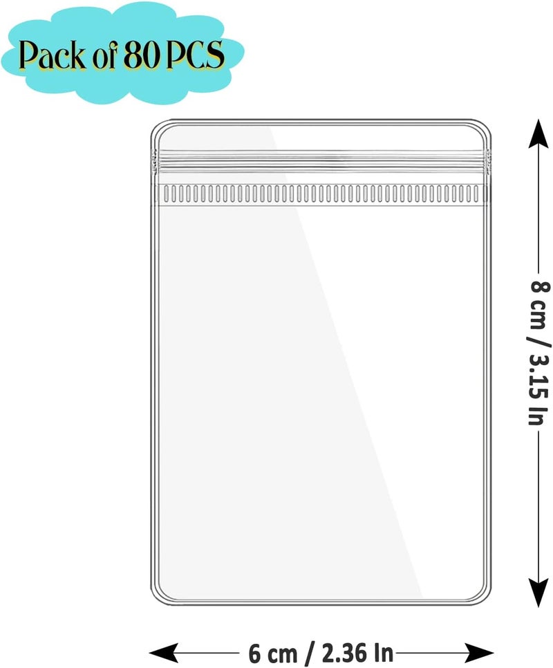 LingLingo Jewelry Pouch Clear Self Seal Plastic Zipper Bags for Earrings Rings Packing Storage Transparent PVC Lock Pouches, Pack of 80 - Image 2