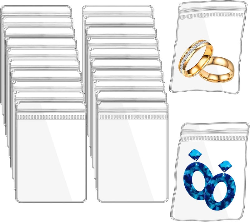 LingLingo Jewelry Pouch Clear Self Seal Plastic Zipper Bags for Earrings Rings Packing Storage Transparent PVC Lock Pouches, Pack of 80 - Image 1