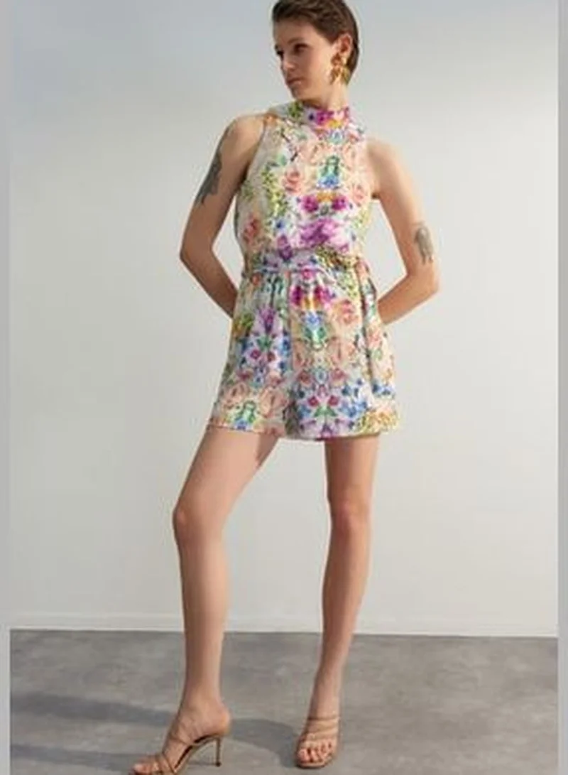 trendyol Limited Edition Multicolored Standing Collar Jumpsuit TWOSS23TU00167