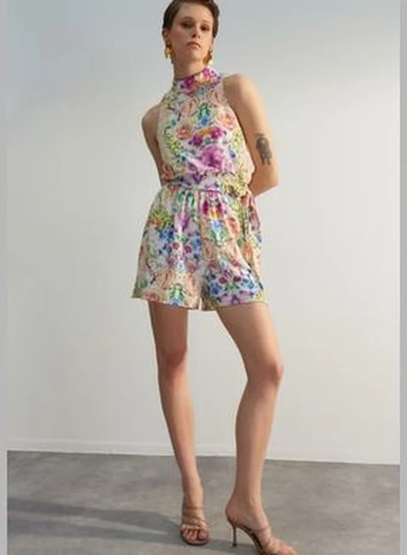 trendyol Limited Edition Multicolored Standing Collar Jumpsuit TWOSS23TU00167