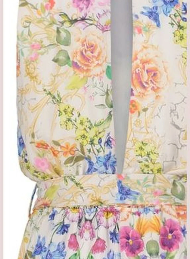 trendyol Limited Edition Multicolored Standing Collar Jumpsuit TWOSS23TU00167