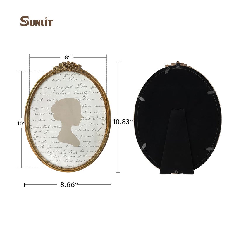 Sunlit Vintage Picture Frame 8x10 Inch  Oval Antique Photo Frames with Glass Front  Luxury Photo Display  Tabletop Wall Hanging  Gift Ideas  Bronze Rose - Image 2