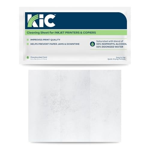 Waffletechnology KICTeam - Cleaning Sheets for Inkjet Printers & Copiers (5 Sheets) - Presaturated with Quick Drying Solution, 8.5" x 11" - Made in USA - Image 1